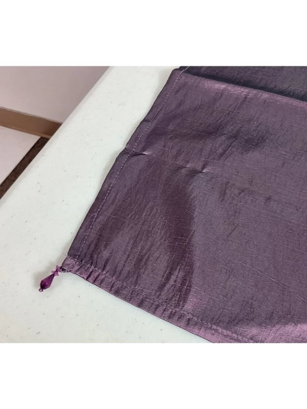 Satin Purple Table Runner + 8 Matching Napkins Beaded Y2K